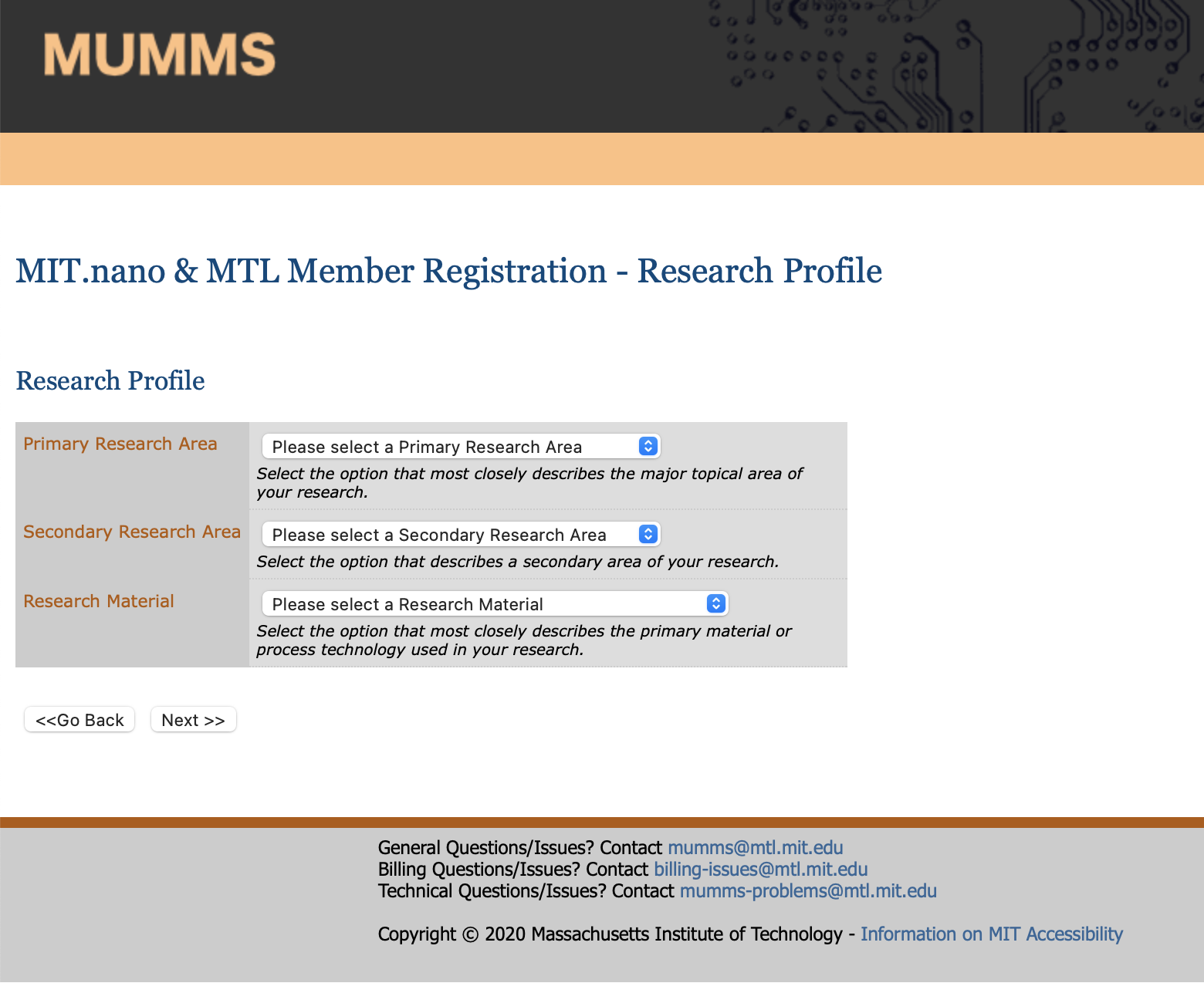 MUMMS Research Profile page