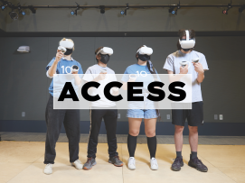 Four students with VR headsets